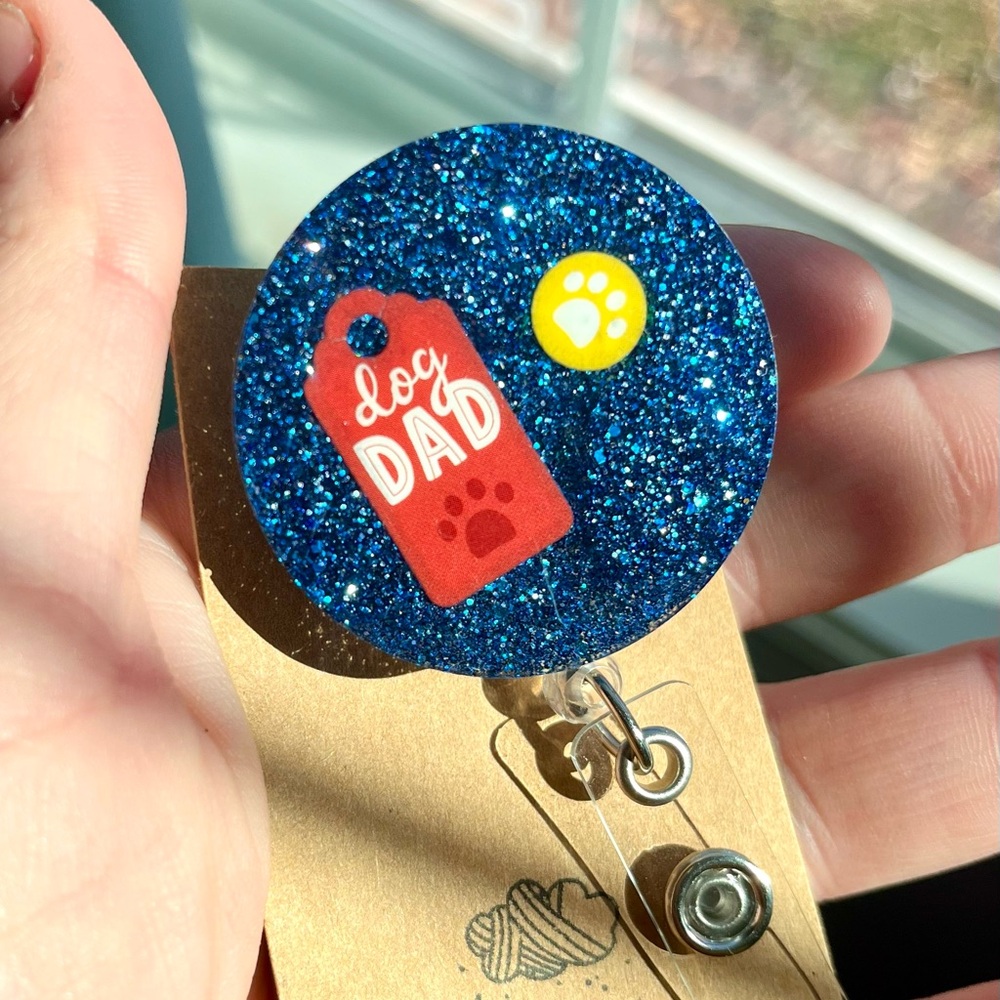 Dog Dad Handmade Resin Badge Reel